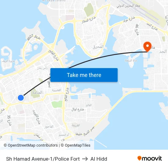 Sheikh Hamad Avenue-1/Police Fort to Al Hidd map