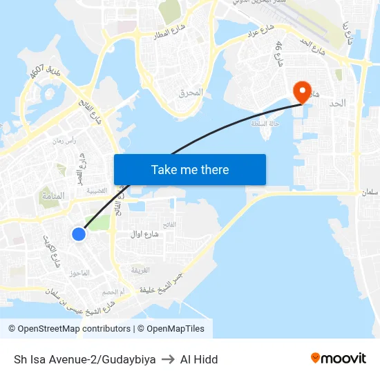 Sheikh Isa Avenue-2/Gudaibiya to Al Hidd map