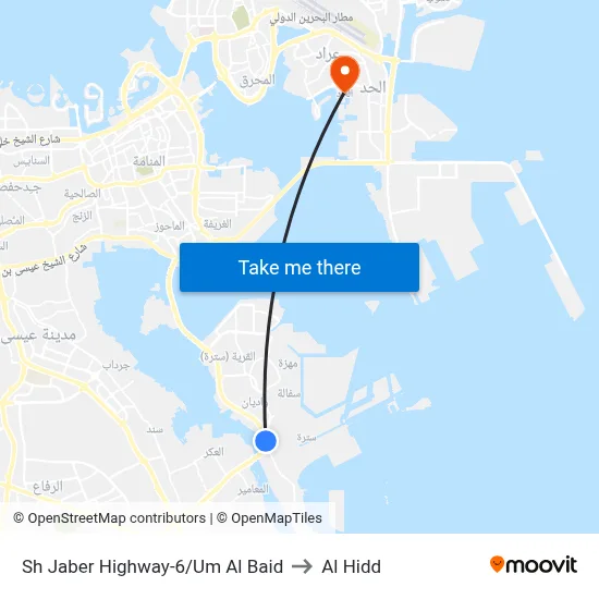 Sheikh Jaber Highway-6/Um Al Baid to Al Hidd map