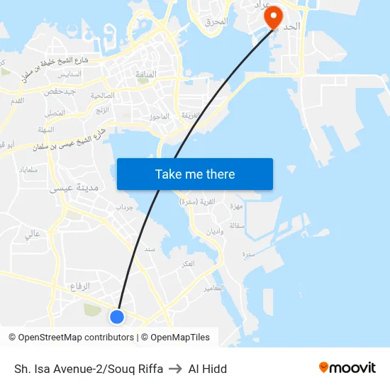 Sheikh Isa Avenue-2/Souq Riffa to Al Hidd map