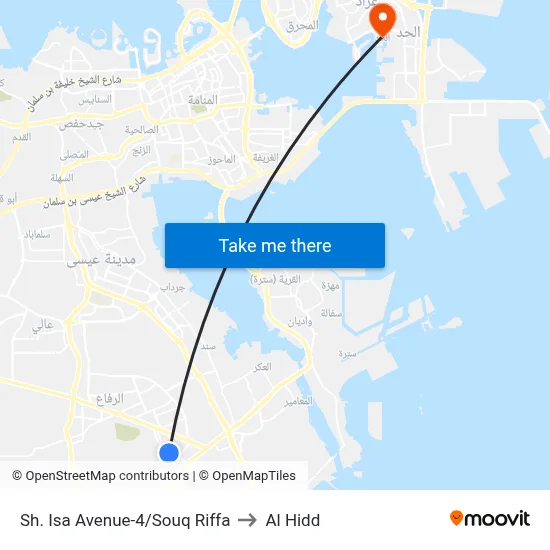 Sheikh Isa Avenue-4/Souq Riffa to Al Hidd map