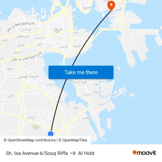 Sheikh Isa Avenue-6/Souq Riffa to Al Hidd map