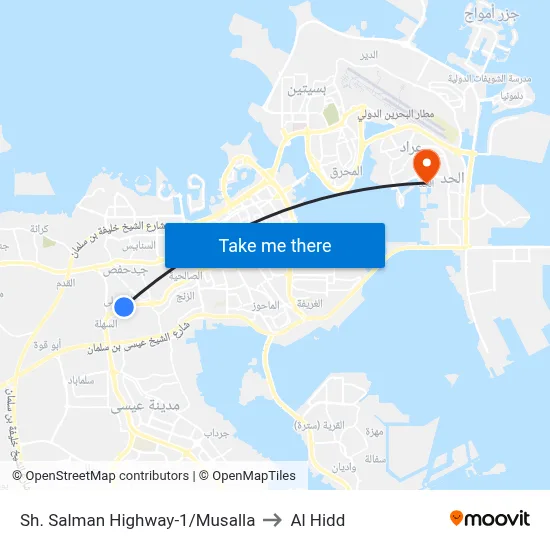 Sheikh Salman Highway-1/Musalla to Al Hidd map