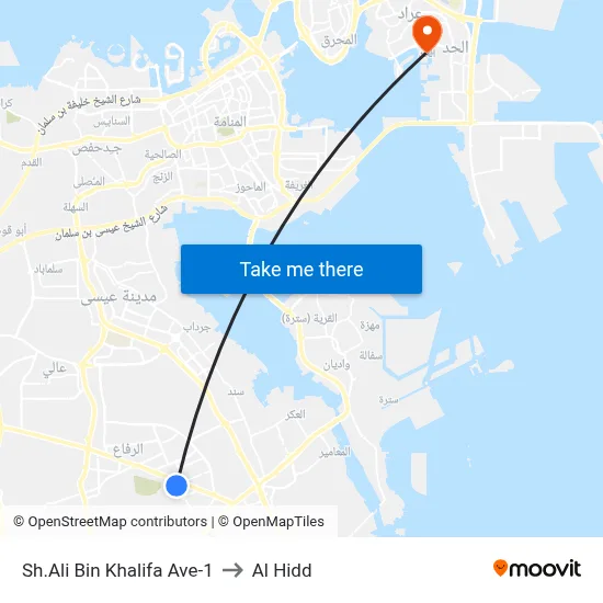 Sheikh Ali Bin Khalifa Avenue-1 to Al Hidd map