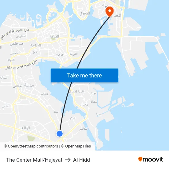 The Center Mall/Hajeyat to Al Hidd map