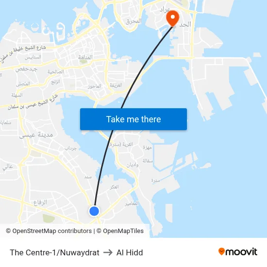 The Centre-1/Nuwaydrat to Al Hidd map