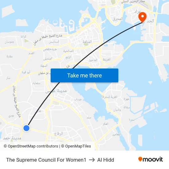 The Supreme Council For Women-1 to Al Hidd map