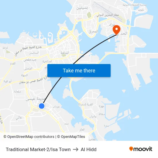 Traditional Market-2/Isa Town to Al Hidd map