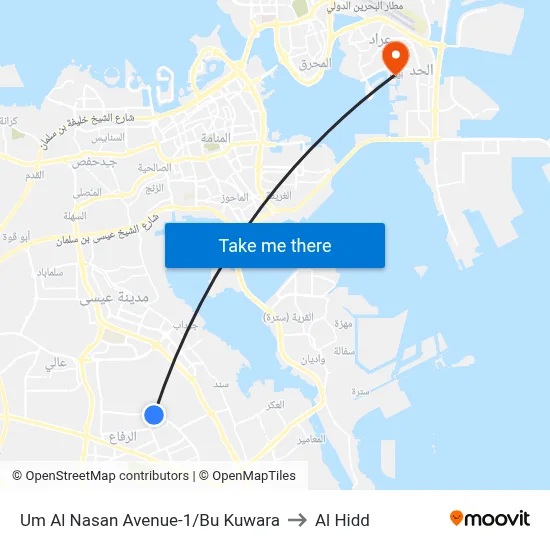 Um Al Nasan Avenue-1/Bu Kuwara to Al Hidd map