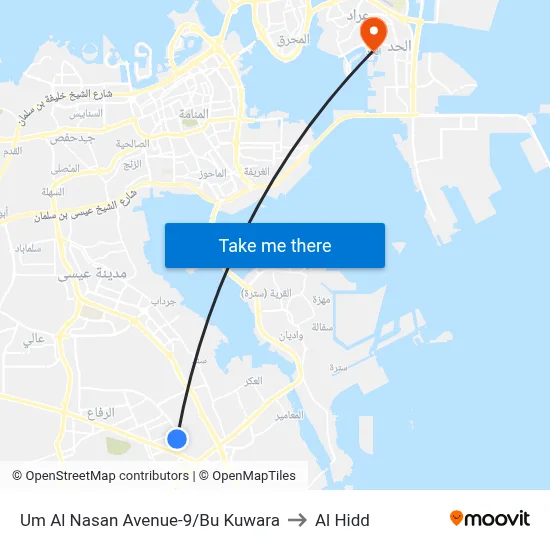 Umm Al Nasan Avenue-9/Bu Kuwara to Al Hidd map