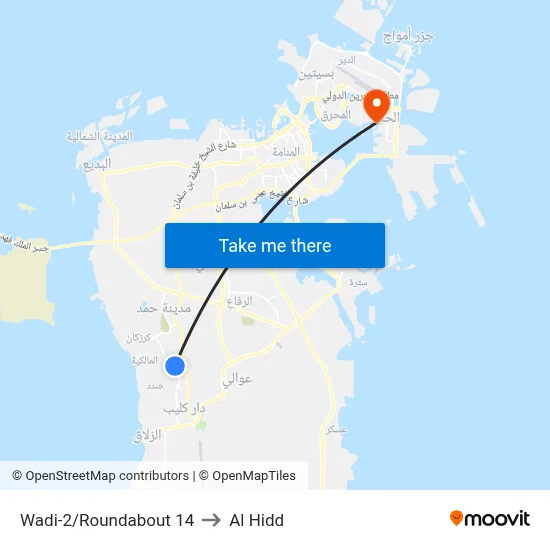 Wadi-2/Roundabout 14 to Al Hidd map