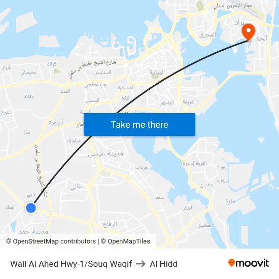 Wali Al Ahed Highway 1/Souq Waqif to Al Hidd map