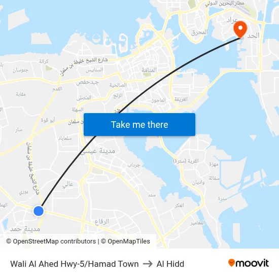 Wali Al Ahed Highway-5/Hamad Town to Al Hidd map