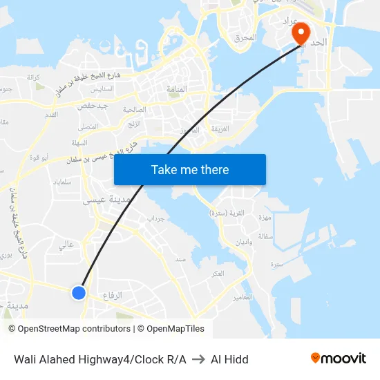 Wali Alahed Highway 4/Clock Roundabout to Al Hidd map