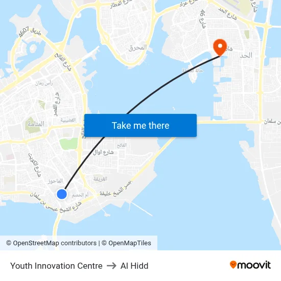 Youth Innovation Centre to Al Hidd map