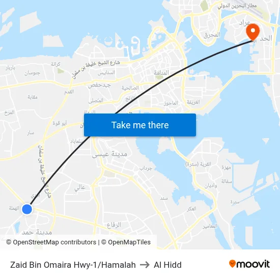 Zaid Bin Omaira Highway-1/Hamalah to Al Hidd map