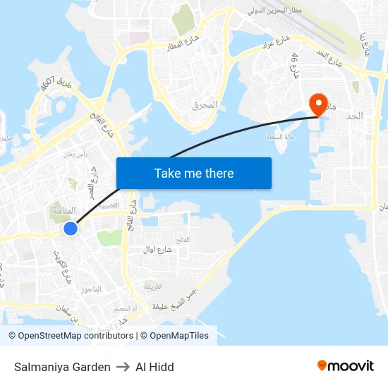Salmaniya Garden to Al Hidd map