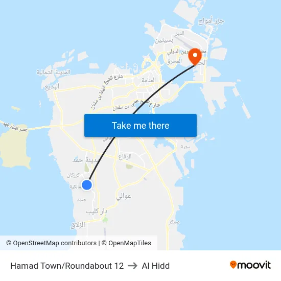 Hamad Town/Roundabout 12 to Al Hidd map