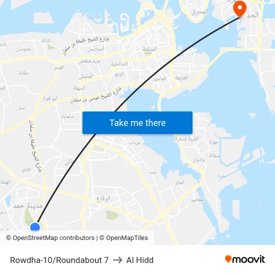 Rowdha-10/Roundabout 7 to Al Hidd map