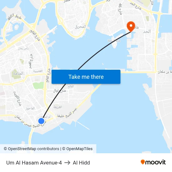 Um Al Hasam Avenue-4 to Al Hidd map