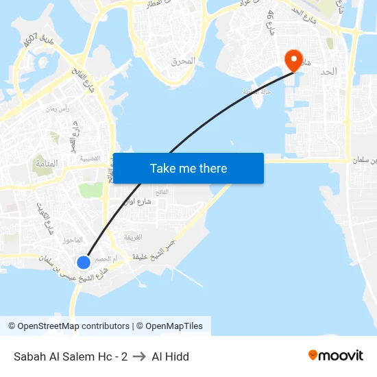 Sabah Al Salem Health Center-2 to Al Hidd map