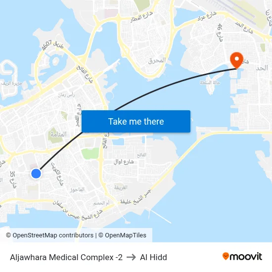 Aljawhara Medical Complex-2 to Al Hidd map