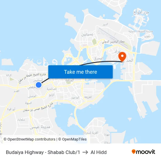 Budaiya Highway - Shabab Club/1 to Al Hidd map