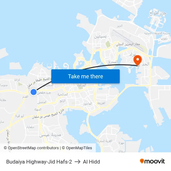 Budaiya Highway-Jid Hafs-2 to Al Hidd map