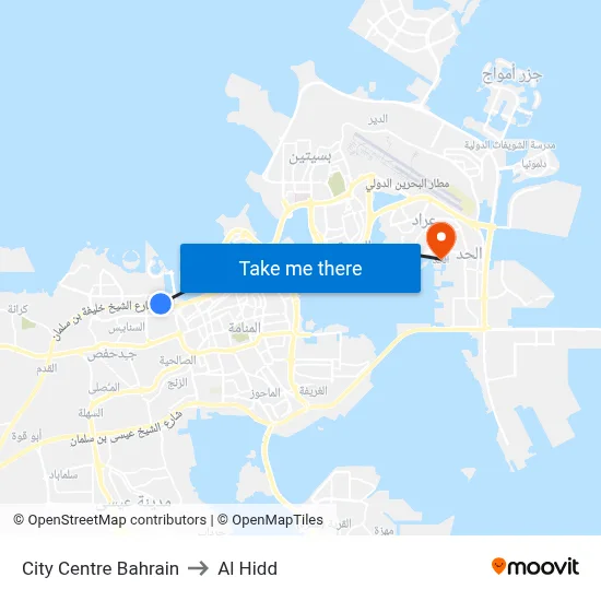 City Centre Bahrain to Al Hidd map