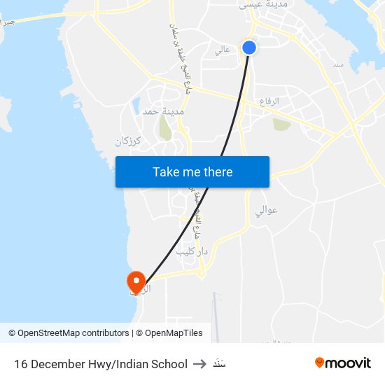16 December Hwy/Indian School to سَنَد map