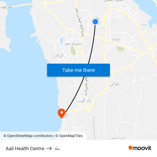 Aali Health Centre to سَنَد map