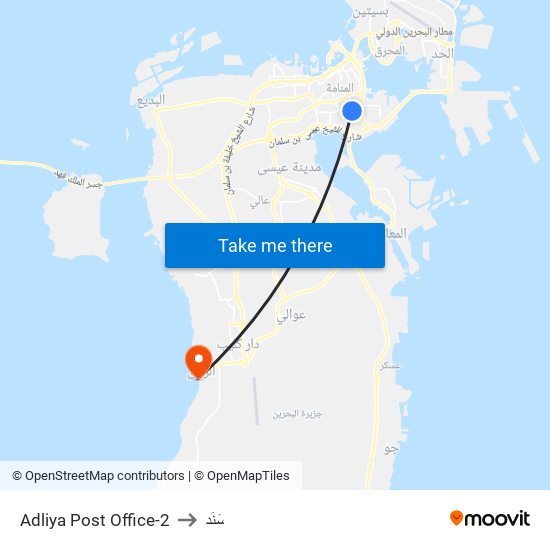 Adliya Post Office-2 to سَنَد map