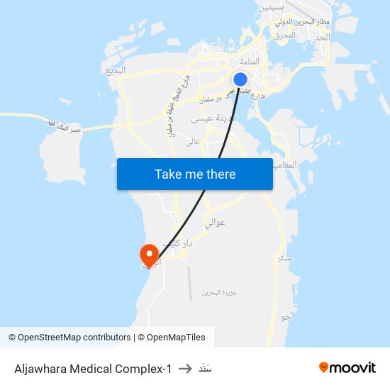Aljawhara Medical Complex-1 to سَنَد map