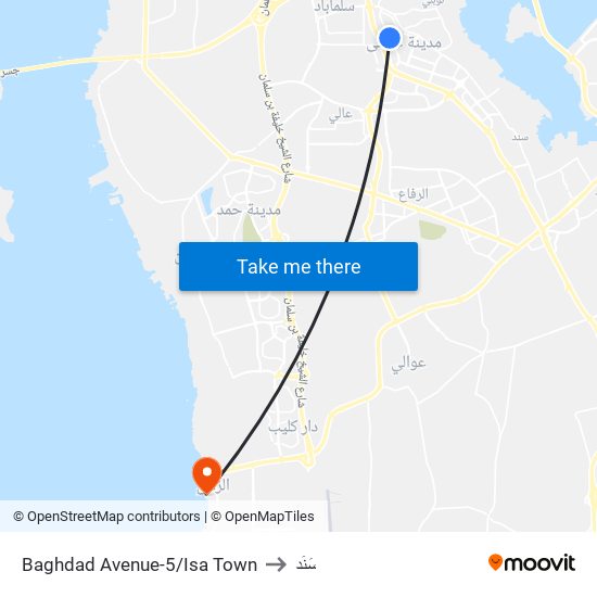 Baghdad Avenue-5/Isa Town to سَنَد map