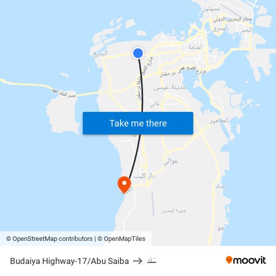 Budaiya Highway-17/Abu Saiba to سَنَد map