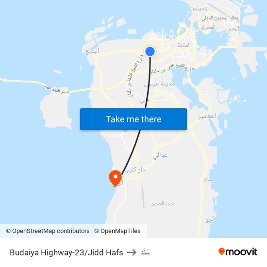 Budaiya Highway-23/Jidd Hafs to سَنَد map