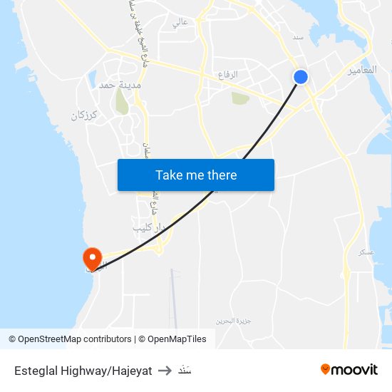 Esteglal Highway/Hajeyat to سَنَد map