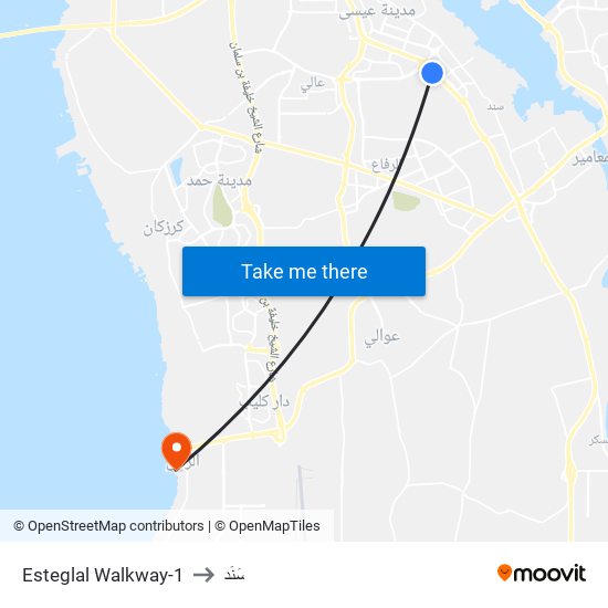 Esteglal Walkway-1 to سَنَد map
