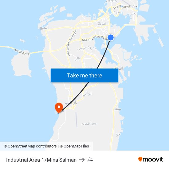 Industrial Area-1/Mina Salman to سَنَد map