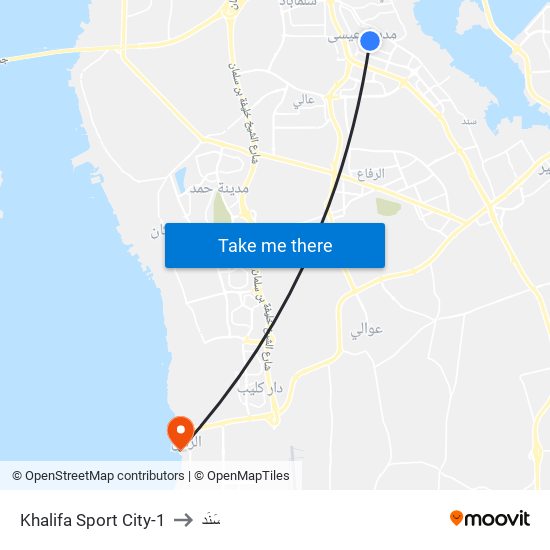 Khalifa Sport City-1 to سَنَد map