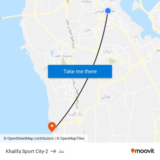 Khalifa Sport City-2 to سَنَد map