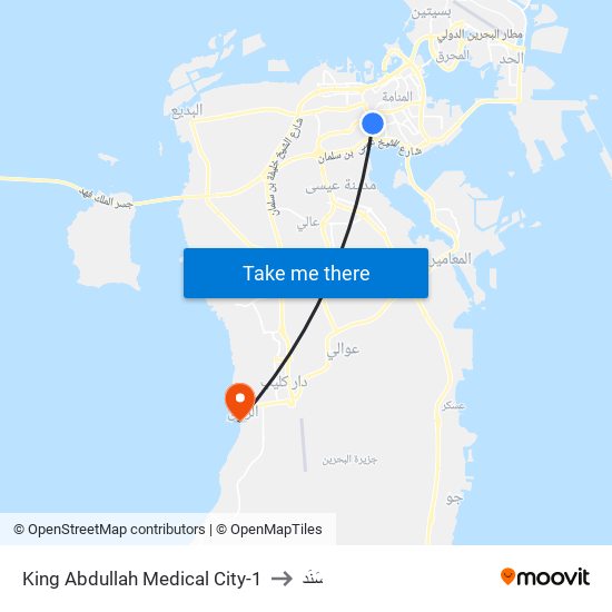 King Abdullah Medical City-1 to سَنَد map