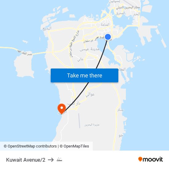Kuwait Avenue/2 to سَنَد map