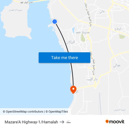 Mazare'A  Highway-1/Hamalah to سَنَد map