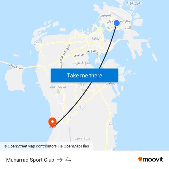 Muharraq Sport Club to سَنَد map