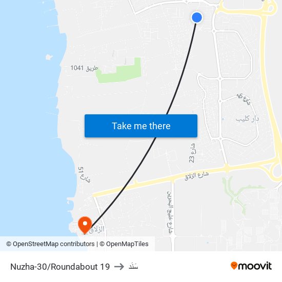 Nuzha-30/Roundabout 19 to سَنَد map