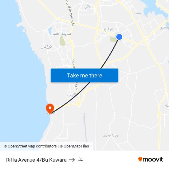 Riffa Avenue-4/Bu Kuwara to سَنَد map