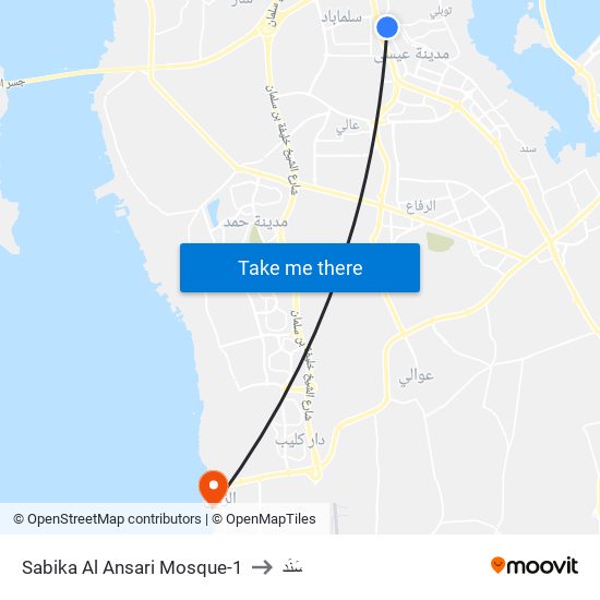 Sabika Al Ansari Mosque-1 to سَنَد map