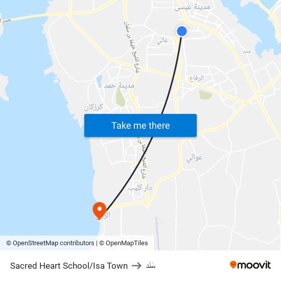 Sacred Heart School/Isa Town to سَنَد map