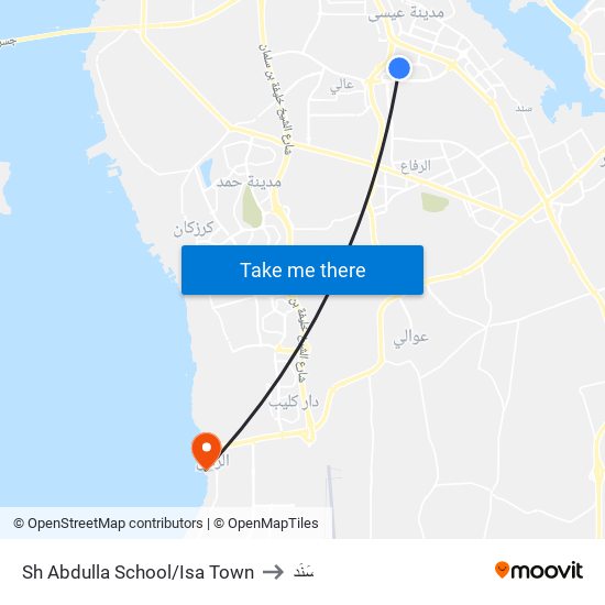 Sh Abdulla School/Isa Town to سَنَد map